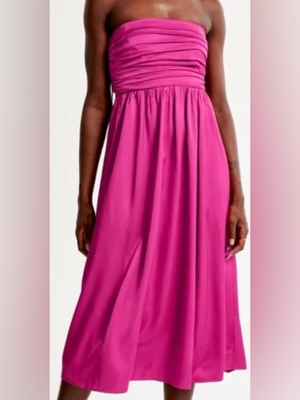 Abercrombie & Fitch Strapless Emerson Dress Fuchsia Satin Small